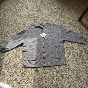 Ava & Viv button up boyfriend cardigan. Beige and cream marble knit.